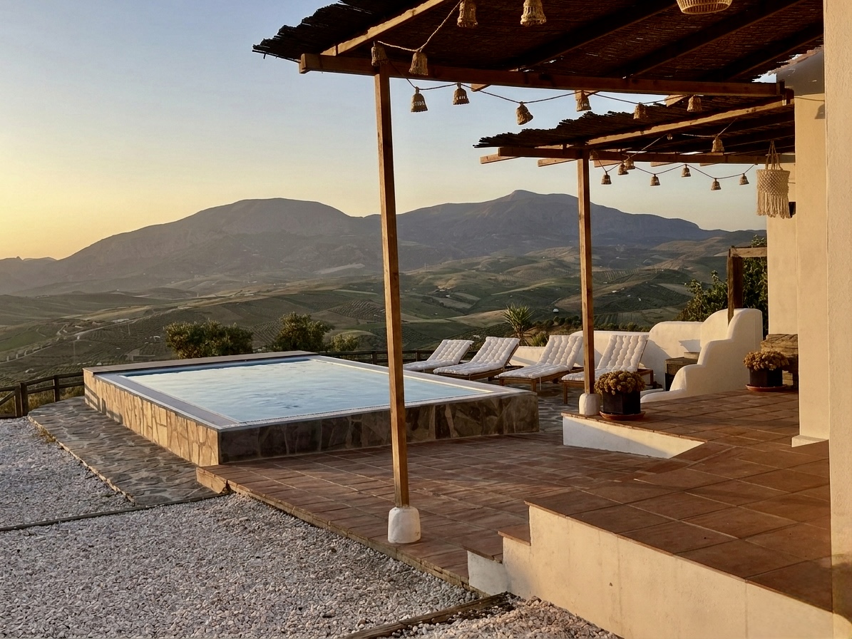 Terrace with pool overlooking the Guadalhorce valley